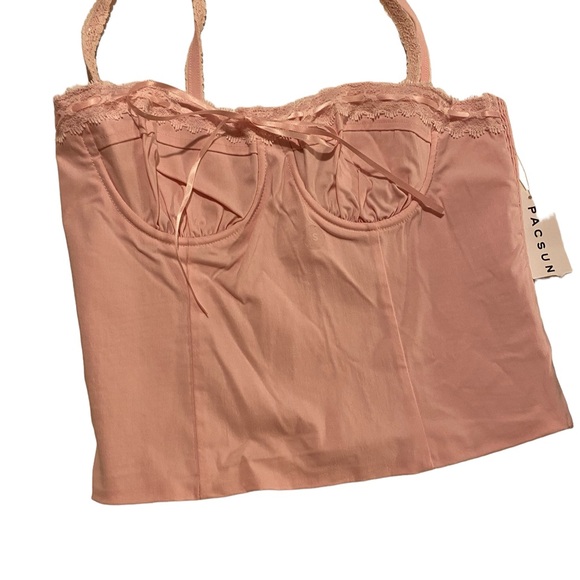 2000’s Y2k Women’s halter small by Pac sun NWT’s pink bustier smocked summer top - Picture 2 of 13